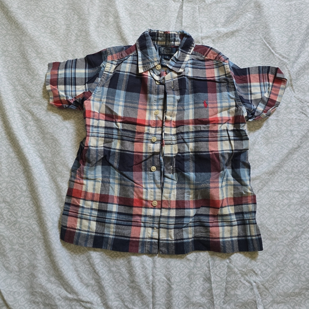 Polo Ralph Lauren Boy Plaid Kids Shirt - Red, Blue, and White